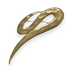 2/$25 ⚡️✨ Vintage 1980s Gold Swoosh Brooch Pin - Modern Sleek Design
